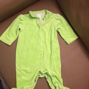 Ralph Lauren green velour footie romper size 9 mo